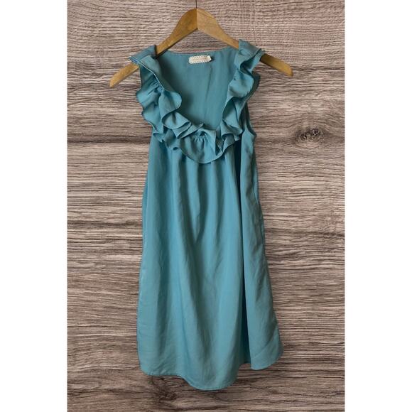 Pins and Needles Deep Mint Green Sleeveless Ruffle Neck Tunic Size Small - Picture 1 of 7